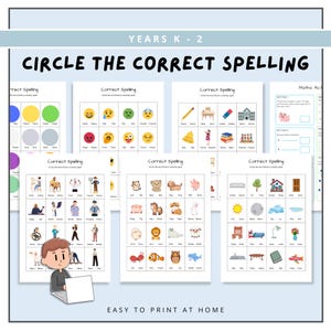 Circle the Correct Spelling, Printable Spelling Worksheets, English Pre-K to 1st Grade Literacy, Sight Words Activity, Teacher Resources