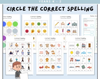 Circle the Correct Spelling, Printable Spelling Worksheets, English Pre-K to 1st Grade Literacy, Sight Words Activity, Teacher Resources