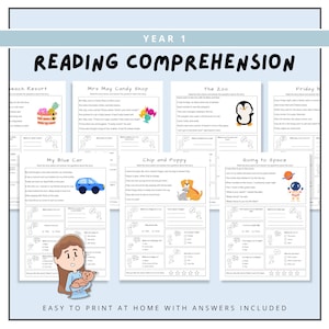 Year 1 Reading Comprehension Bundle, Year 1 Curriculum, Classroom Worksheets, Printable Workbooks, Homeschool Activities, Year 1 Readiness