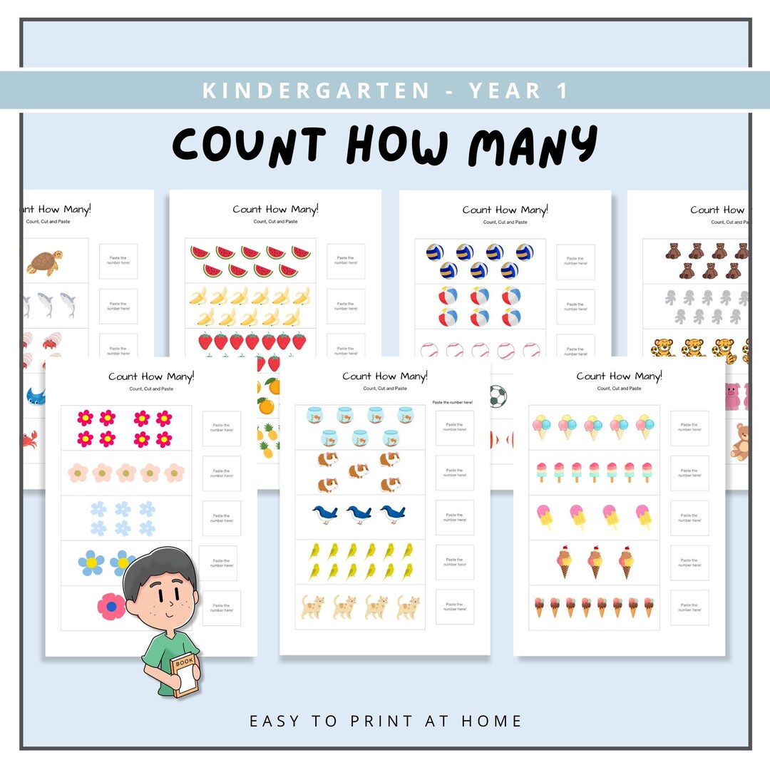Count How Many Worksheets, Kindergarten Activity, Easy Printable Kids ...