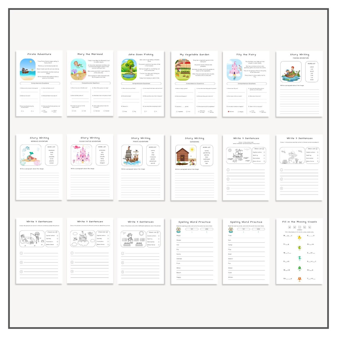 Reading Writing & Spelling Bundle, Year 1 Literacy Worksheets Pack ...