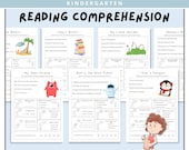 Kindergarten Reading Comprehension Bundle, Kindergarten Curriculum, Classroom Worksheets, Printable Workbooks, Homeschool Activities