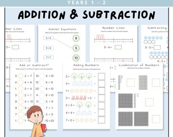 Year 1 Maths Worksheets, Addition & Subtraction Worksheets, Grade 1 Maths Activity Sheets, Educational Teacher Resources, Kids Printables