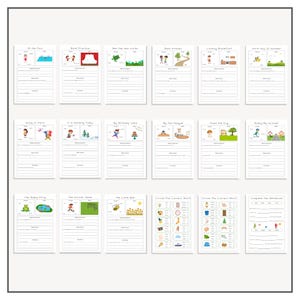 May include: A collection of educational flashcards with colorful illustrations and text. Each card features a different scene or activity, such as "At the Pool," "Best Friends," and "My Birthday Cake." The cards are designed for learning and language development.