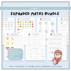 Year 1 Expanded Maths Bundle, Printable Curriculum, First Grade Math Worksheets, Grade 1 Addition Worksheets, Homeschool Learning Pack