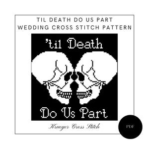 Til Death Do Us Part Wedding Cross Stitch Pattern PDF | Emo Cross Stitch Pattern | Skeleton Cross Stitch | Bride and Groom Cross Stitch