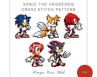 Sonic the Hedgehog-kruissteekpatroon pdf | Sonic, Tails, Knuckles, Amy Rose, Shadow | Kruissteek cartoon videogame