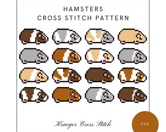 Hamster Cross Stitch Pattern | Cute Cozy Animal Cross Stitch Pattern Sampler | Beginner Stitch