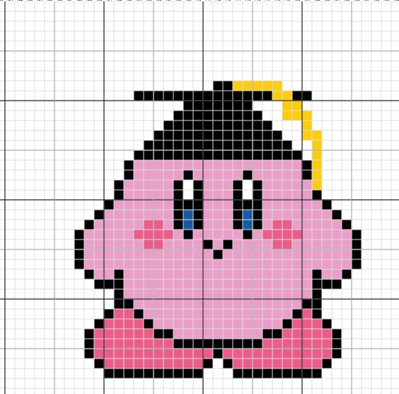 Simple Kirby Cross Stitch Pattern PDF Chef Kirby Wizard Kirby Graduate