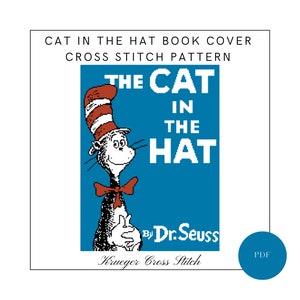 Katze im Hut Kreuzstich Muster PDF | Buchumschlag Kreuzstichmuster | Dr. Seuss Kinderzimmer Dekor Projekt | Sofort Download