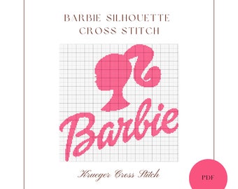 Barbie silhouet Cross Stitch patroon PDF | Eenvoudig kruissteekpatroon voor beginners | Vintage Barbie