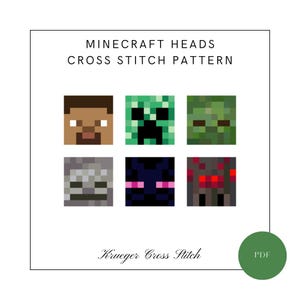 Minecraft Kreuzstichmuster PDF | Minecraft Steve, Skelett, Zombie, Spinne, Creeper, Enderman, Mobs | Cartoon Videospiel Kreuzstich