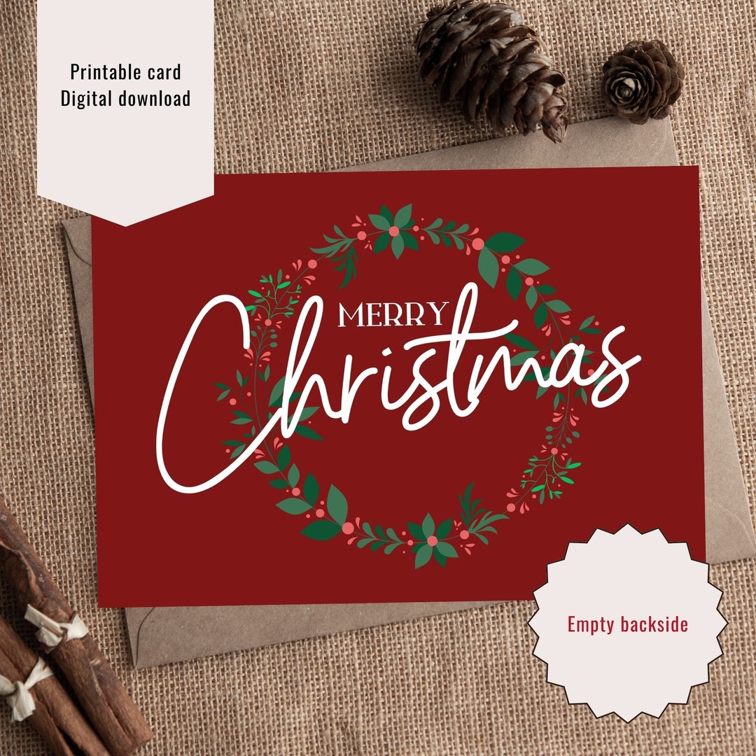 Christmas Card Digital Download Printable Merry Christmas Card Print 