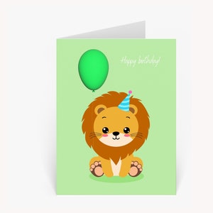 6 Printable Happy Birthday Cards, Printable Card Bundle, Birthday card, Kids birthday card, cute animals cards