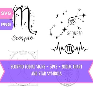 Zodiac Sign Scorpio - PNG Bundle, SVG Bundle, Star Signs, Scorpio Svg, Scorpio Png, Symbols, Digital, Printable