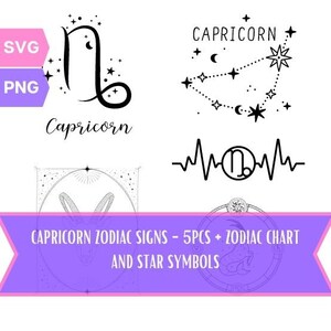 星座 山羊座 - PNG バンドル、SVG バンドル、星座、山羊座 SVG、山羊座 PNG、シンボル、デジタル、印刷可能