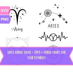 Zodiac Sign Aries - PNG Bundle, SVG Bundle, Star Signs, Aries Svg, Aries Png, Symbols, Digital, Printable