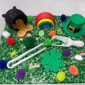 Montessori St Patrick's Day Sensory Bin - Interactive Play Kit for Kids | Pretend Play | Flisat Filler | Busy Bin
