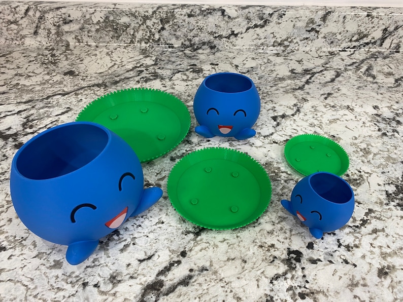 Oddish Planter with Drip Tray - Fully Colored Pokemon Inspired Plant Pot | Cute Indoor Planter | Unique Home or Office Decor Gift
