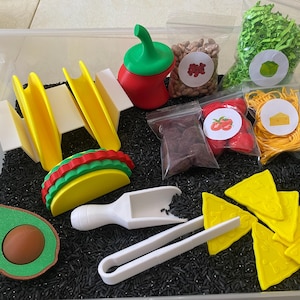 Montessori Build Your Own Taco Sensory Bin - Interactive Play Kit for Kids | Educational Fine Motor Skills Toy | Flisat Filler | Busy Bin