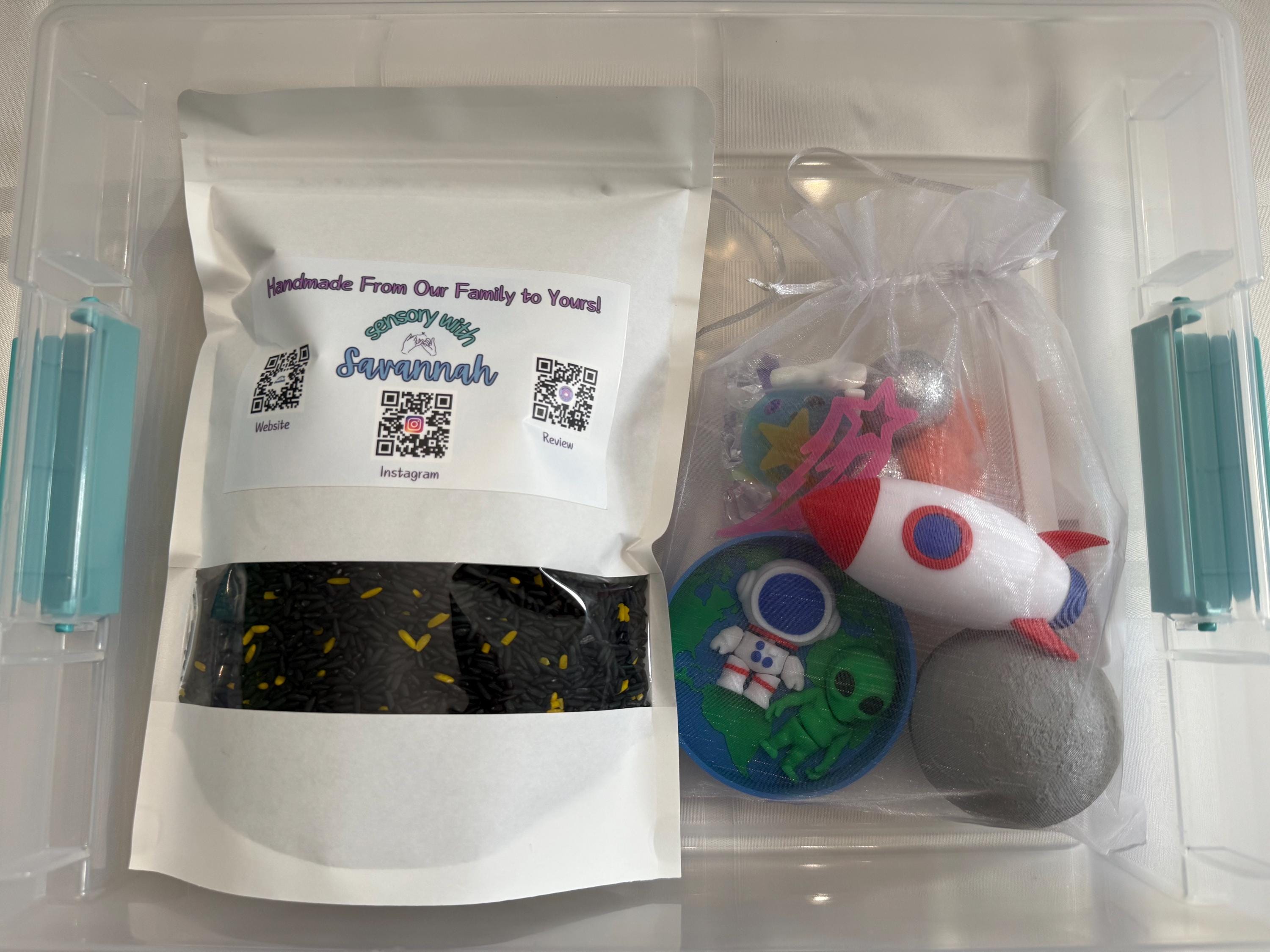 Outer Space Sensory Bin - Montessori Galaxy Play Kit | Planets, Rocket ...