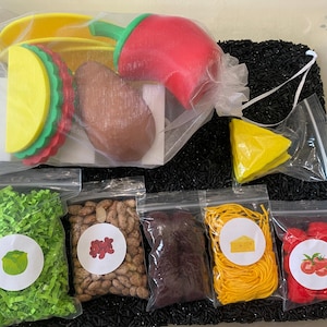 Montessori Build Your Own Taco Sensory Bin - Interactive Play Kit for Kids | Educational Fine Motor Skills Toy | Flisat Filler | Busy Bin