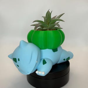 Bulbasaur Planter - Fully Colored 3D Printed Pokemon Inspired Succulent Plant Pot Gift, Cute Indoor Planter, Unique Home or Office Decor