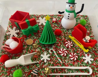 Christmas Sensory Bin - Montessori Play Kit for Kids | Pretend Play | Flisat Filler | Busy Bin