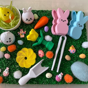 Montessori Easter Egg Hunt Sensory Bin - Interactive Play Kit for Kids | Pretend Play | Flisat Filler | Busy Bin