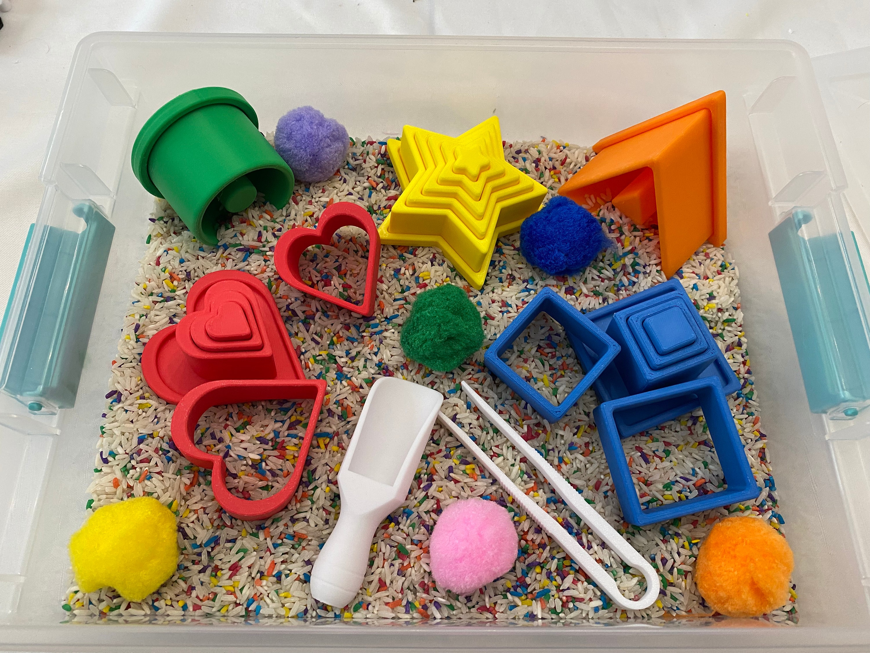 Montessori Shape Puzzle Sensory Bin - Interactive Play Kit for Kids ...
