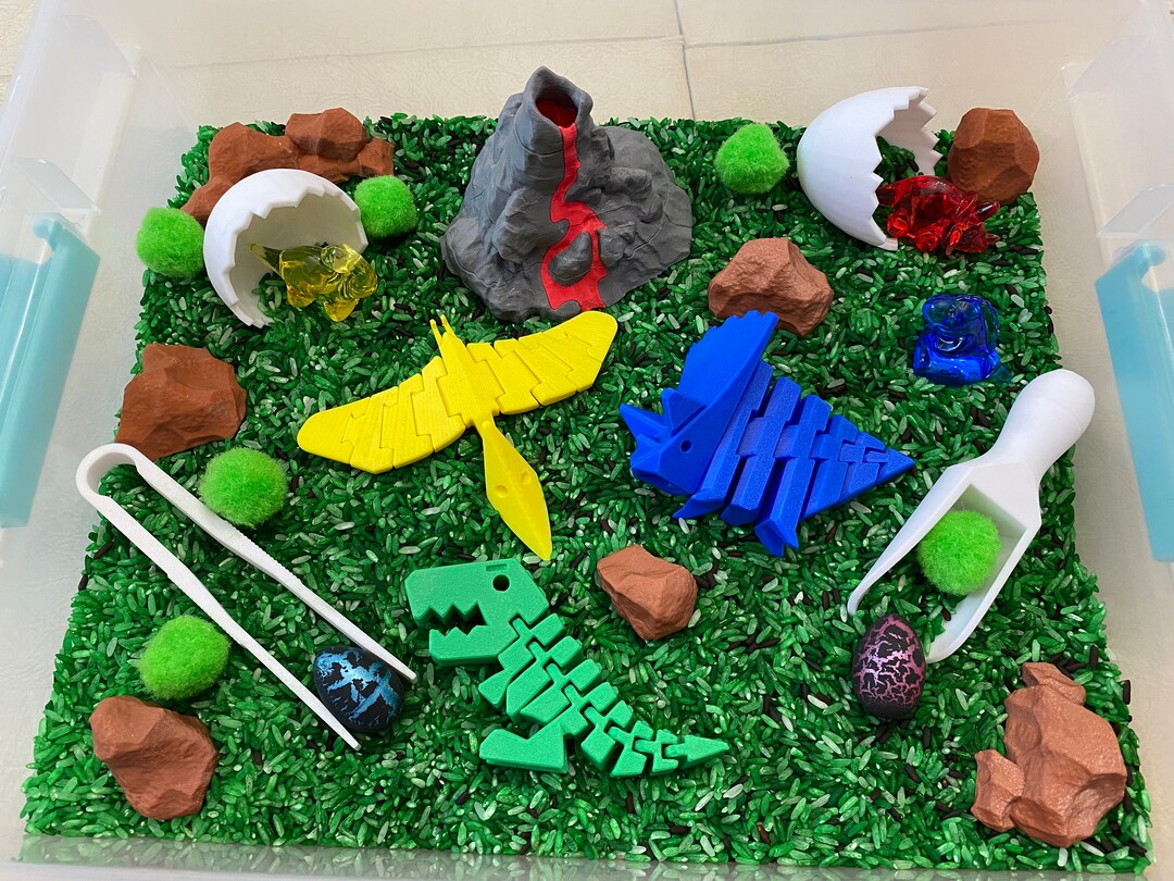 Montessori Dinosaur Sensory Bin - Interactive Play Kit for Kids ...