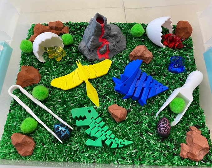 Montessori Dinosaur Sensory Bin - Interactive Play Kit for Kids ...