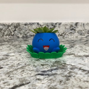 Oddish Planter with Drip Tray - Fully Colored Pokemon Inspired Plant Pot | Cute Indoor Planter | Unique Home or Office Decor Gift