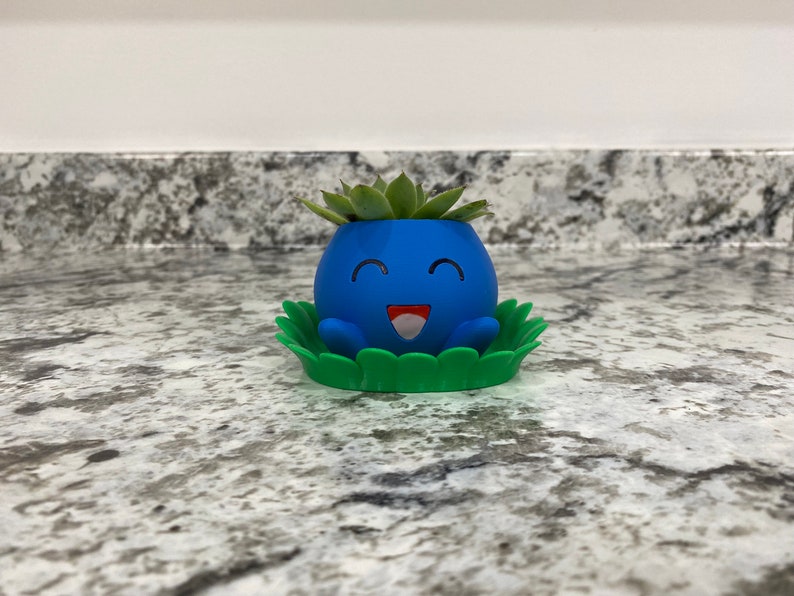 Oddish Planter with Drip Tray - Fully Colored Pokemon Inspired Plant Pot | Cute Indoor Planter | Unique Home or Office Decor Gift