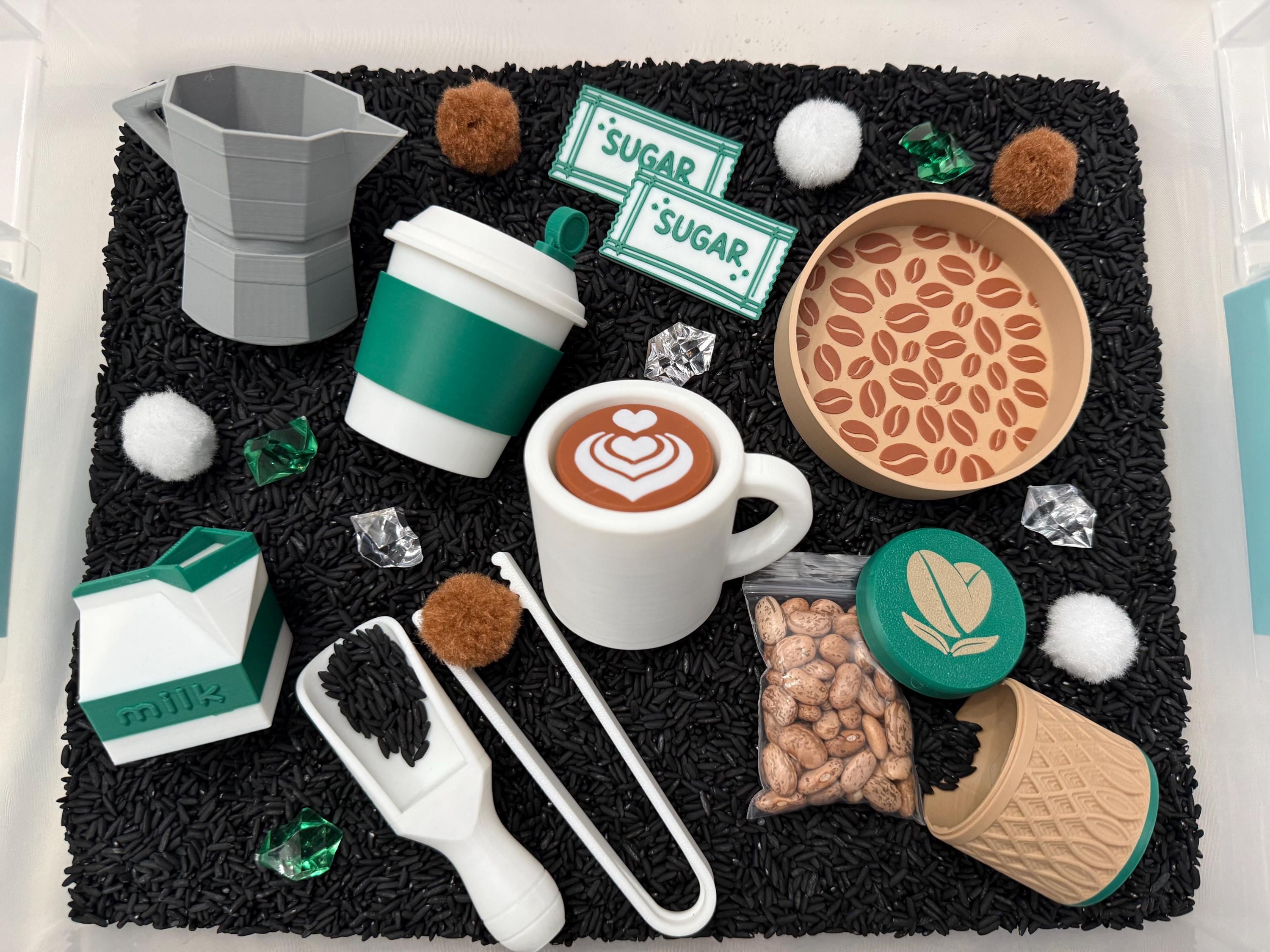 Coffee Shop Sensory Bin - Montessori Pretend Play Food Activity Kit for ...