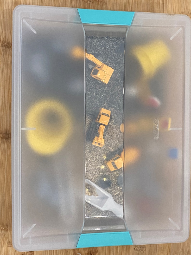 Construction Sensory Bin - Montessori Play Kit for Kids | Pretend Play | Flisat Filler | Busy Bin