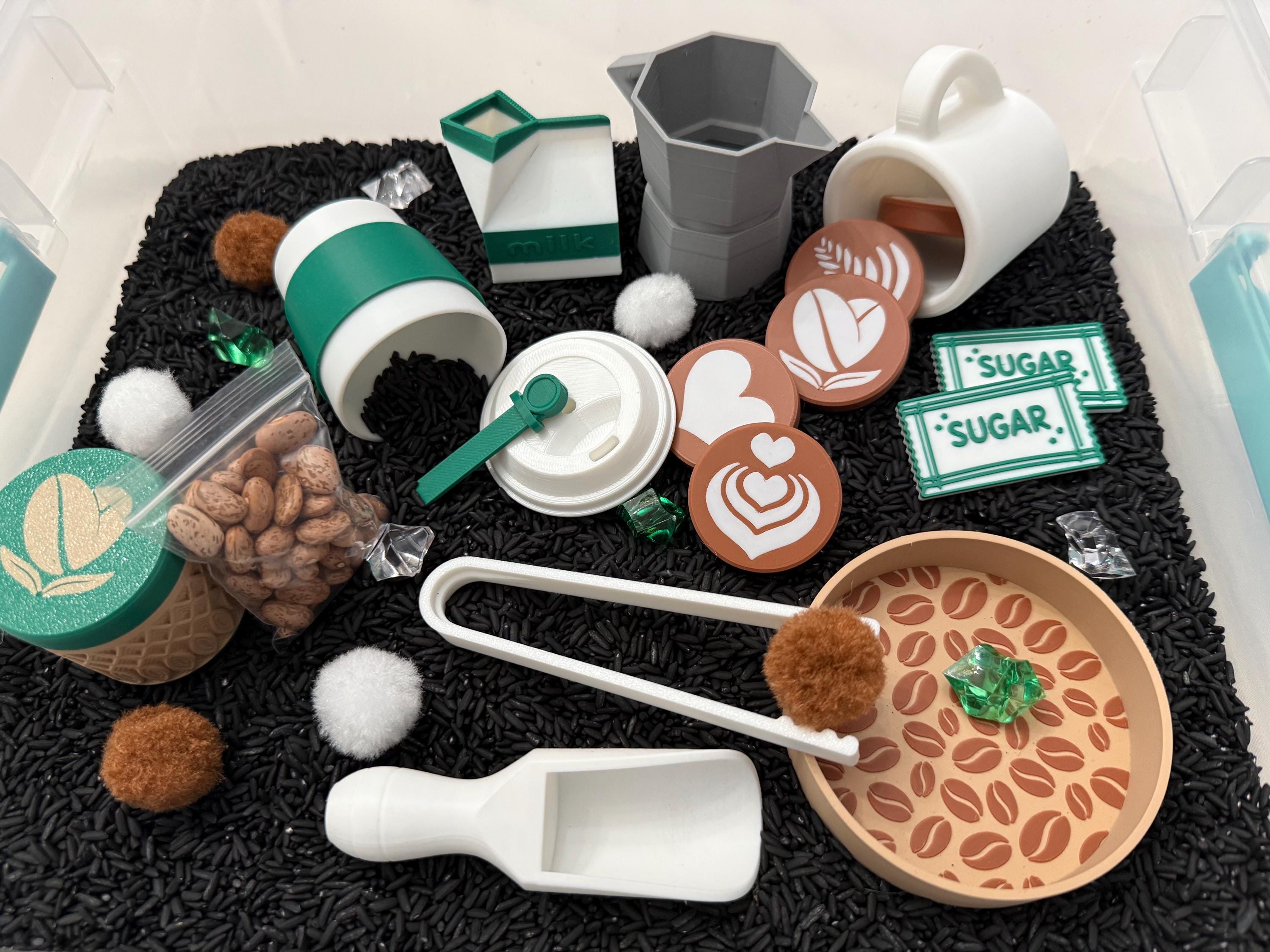 Coffee Shop Sensory Bin - Montessori Pretend Play Food Activity Kit for ...