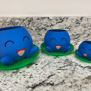Oddish Planter with Drip Tray - Fully Colored Pokemon Inspired Plant Pot | Cute Indoor Planter | Unique Home or Office Decor Gift