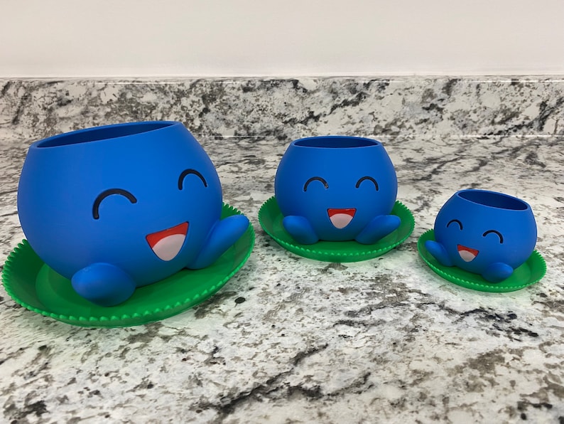 Oddish Planter with Drip Tray - Fully Colored Pokemon Inspired Plant Pot | Cute Indoor Planter | Unique Home or Office Decor Gift