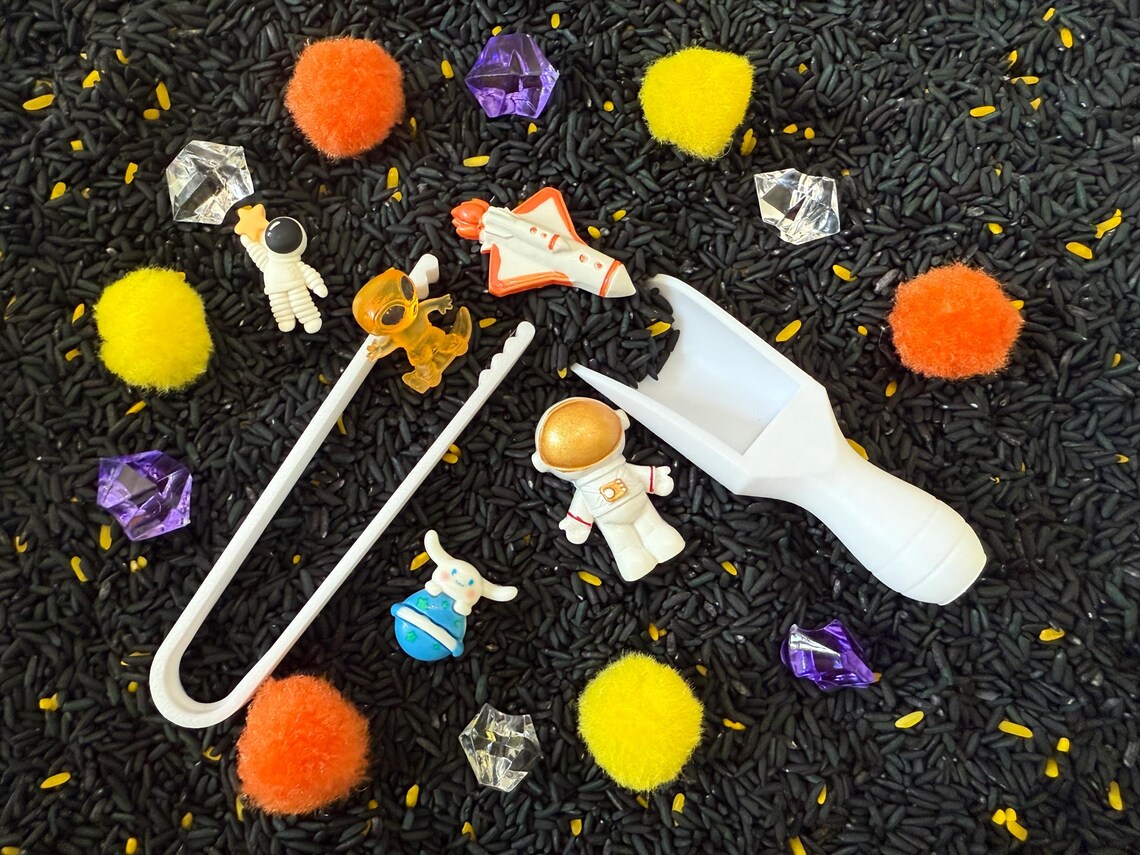 Outer Space Sensory Bin - Montessori Galaxy Play Kit | Planets, Rocket ...