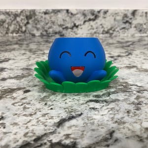 Oddish Planter with Drip Tray - Fully Colored Pokemon Inspired Plant Pot | Cute Indoor Planter | Unique Home or Office Decor Gift
