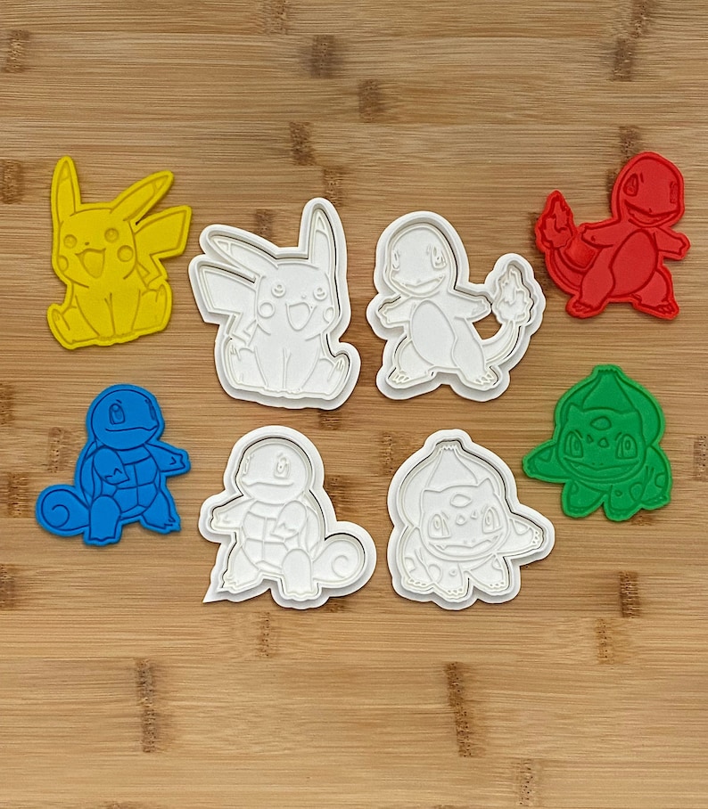 4piece Pokemon Cookie Cutters & Stamp Set Pikachu, Charmander
