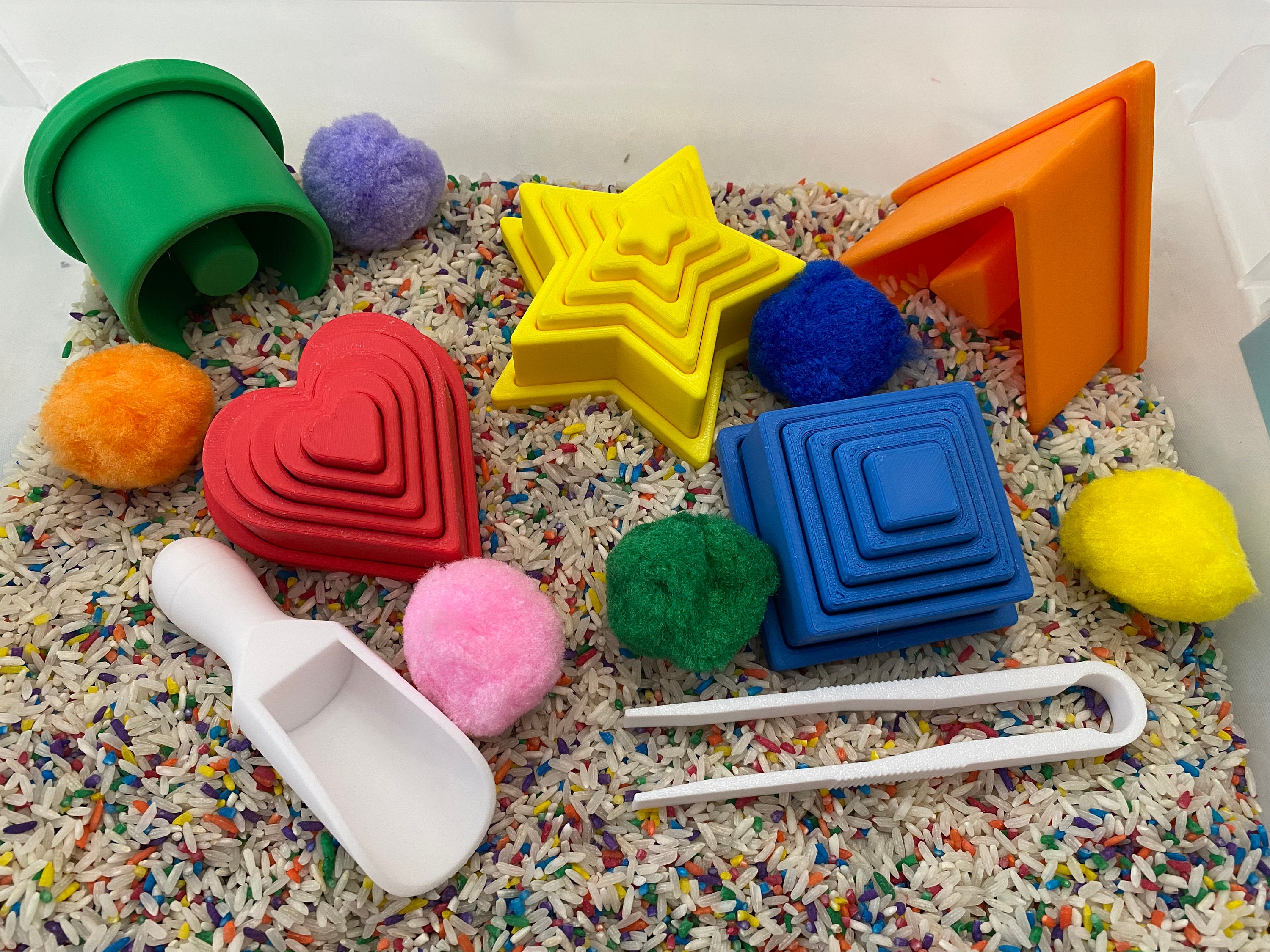 Montessori Shape Puzzle Sensory Bin - Interactive Play Kit for Kids ...
