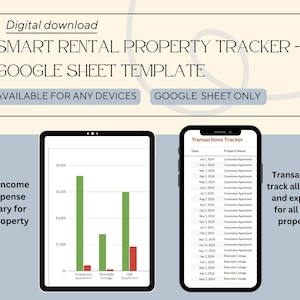 Multiple Rental Property Income & Expense Tracker Google Sheet Template for landlords, properties Management, rental monthly yearly summary
