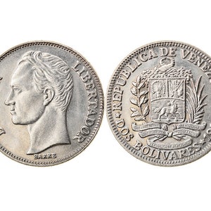 Coin 2 Bolivares Venezuela year 1986 Nickel, Uncirculated, Uncirculated coin.