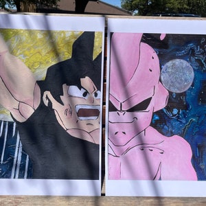 Goku vs. Kid Buu Dragon Ball Z prints!! SET of TWO
