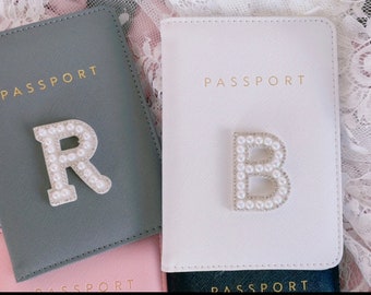 Chenille Patch Passport Cover, Engagement Gift for Bride Wallet Embroidered, Honeymoon Gifts Mrs Personalized Gifts, Mothers Day Travel Gift