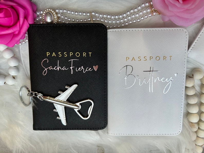 Custom Bridal Party Gifts Mr & Mrs Passport Holder Luggage Tag for Couple Honeymoon Gifts Personalized Passport Cover image 5