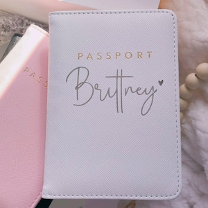 Funda de pasaporte personalizada / Funda de pasaporte con parche de letras de chenilla / Porta pasaporte / Funda de pasaporte de novia / Billetera de viaje / Regalo de viaje
