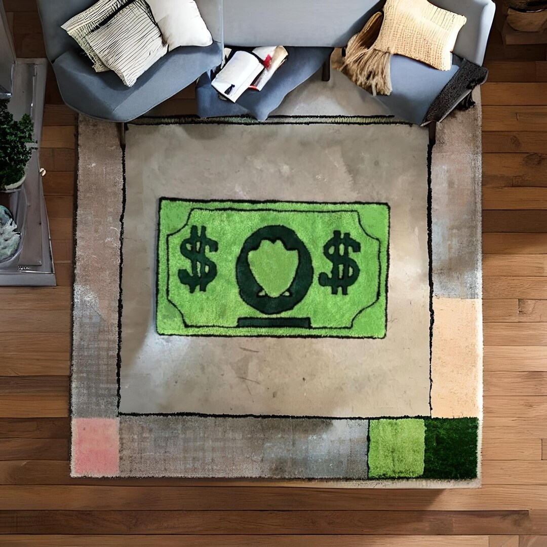 Fluffy Tufted Rug, Mr. Krabs Dollar Theme, English Decor. Mr Krabs